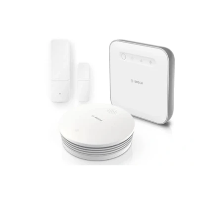 Abbildung von Bosch Smart Home Starter Set Einbruchschutz mit Rauchmelder II und Tür /Fensterkontakt Plus, App Steuerung, kompatibel Apple Homekit Amazon Edition, Batteriebetrieben, Verkabelt, Weiß