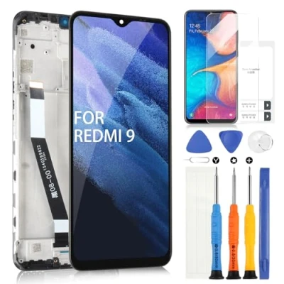 Abbildung von ARSSLY LCD Display für Xiaomi Redmi 9 M2004J19G M2004J19C Touchscreen Digitizer Assembly Ersatzglas mit Werkzeugen (Schwarz Rahmen)
