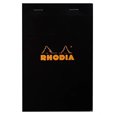 Abbildung von Rhodia 142009C Schreibblock / Notizblock geheftet No.14 11x17cm 80 Blätter kariert 80g, abtrennbar und mikroperforiert, mit Kartonrücken, ideal für Notizen, Schwarz, 1 Stück