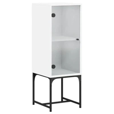 Abbildung von vidaXL Beistellschrank mit Glastür, Sideboard Stauraum, Kommode für Wohnzimmer, Anrichte Wohnzimmerschrank, Modern, Weiß Holzwerkstoff