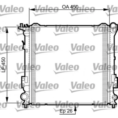 Abbildung von VALEO 735504 Kühler, Motorkühlung Aluminium 450 26 Kühlrippen gelötet HYUNDAI: i30 I Kombi, Schrägheck, KIA: cee‘d Schrägheck
