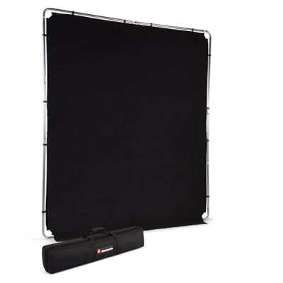 Abbildung von Manfrotto EzyFrame Fotografie/Video Großformat Falthintergrund Kit 2 x 2,3 m Schwarz Schnellmontagerahmen aus Aluminium mit einem festen Transportkoffer extrem portabel LL LB7952