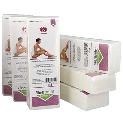 Abbildung von Kosmetex Vliesstreifen 600 Stück für Wachs, Vlies Streifen 20cm die Haarentfernung mit Warmwachs und Zuckerpaste