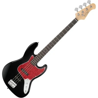 Abbildung von Rocktile Pro JB 30BK 70&#039;s Deluxe E Bass Jazz Style Body: Pappel Hals: Ahorn Griffbrett: Engineered Wood 2 Single Coil Tonabnehmer Volume / 1 Toneregler Schwarz