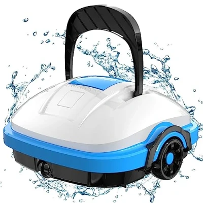 Abbildung von Poolroboter Akku Ohne Kabel Poolsauger Roboter mit Automatisches Parken, Robotersauger für Flachem Boden Aufstellpools bis 50 m² Saugroboter, Dual Antriebsmotoren Und Doppelfiltration