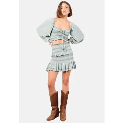Abbildung von Apricot Smocked Ruffle Alinienrock, Damen, Größe: Large, Mint