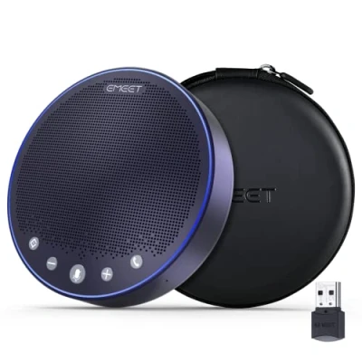Abbildung von EMEET Bluetooth Konferenzlautsprecher M3 USB Freisprecheinrichtung mit Rauschunterdrückung, Vollduplex 4 Mikrofon für Zoom, Skype Plug and Play, Tragbares Konferenzmikrofon