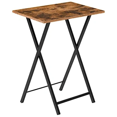 Abbildung von HOOBRO Beistelltisch, Klappbar Tablett Tisch, Sofatisch, TV Tray im Industriestil, Einfach Montierbar, Dunkelbraun Schwarz EBF15BZ01