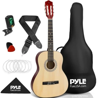 Abbildung von Pyle Akustik Gitarre für Kinder Acoustics Guitar for Children, Kindergitarre mit Gitarren Set, Tuner &amp;Tragetasche, Konzertgitarren Größe 3/4, Akustische Anfänger &amp; Fortgeschrittene, Holz