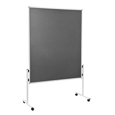 Abbildung von Legamaster Economy Moderationswand grau 150x120 cm doppelseitig, mit Filz bezogenes Pinboard einsetzbar als Trennwand inkl. 4 feststellbaren Rollen