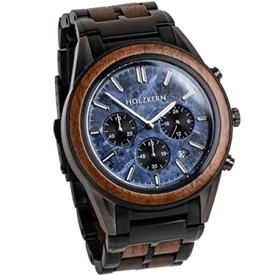Abbildung von Holzkern Herren Chronograph Quarz Space Dust Walnuss/Marmor