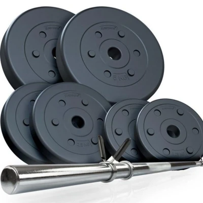 Abbildung von ScSPORTS® Langhantel Set mit Gewichten Hantelset Langhantelstange Hantelscheiben