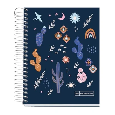 Abbildung von Miquelrius A6 Notizbuch, 140 Blatt, 70 g/m², horizontal liniert, 7 mm, 4 farbige Streifen, ohne Bohren, fester Einband, Desert Kollektion
