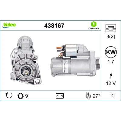 Abbildung von VALEO NEW ORIGINAL PART 438167 Anlasser 12 1,7 9 VOLKSWAGEN: Touareg I, AUDI: A8 D3