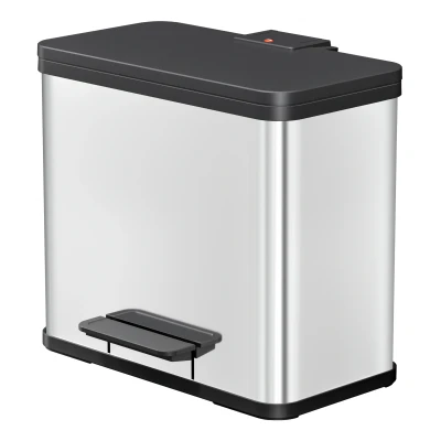 Abbildung von Hailo Mülleimer &quot;Öko duo Plus L&quot;, 2 Behälter, 26 l, Stahlblech o. Edelstahl, Kunststoff Inneneimer, Made in Germany
