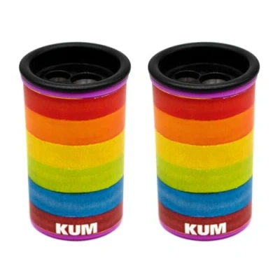 Abbildung von KUM AZ3790016 Anspitzer mit Behälter, Rainbow, 2 Spitzer für dicke und dünne Stifte, 8 11 mm