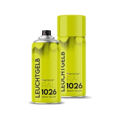 Abbildung von MICROTEC® Sprühlack 400ml hochwertiges Acryllackspray matt oder glänzend Sprühfarben für Metall, Holz, Kunststoff u.v.m. große Farbauswahl (Leuchtgelb (Neongelb) RAL 1026)