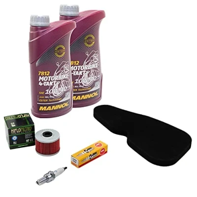 Abbildung von Wartungspaket Öl 2L + Luftfilter Ölfilter Zündkerze für Kawasa ki BN 125 A BN125 Eliminator BN125A Bj 1998 2007