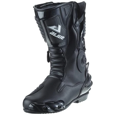 Abbildung von Protectwear TS 006 42 Motorradstiefel Racing aliue, Wasserabweisend aus schwarzem Leder mit aufgesetzten Hartschalenprotektoren, Größe 42, Schwarz