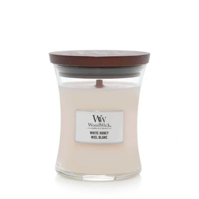 Abbildung von Woodwick Medium Hourglass JAR White Honey Duftkerze, Größe: 275 g, Beige