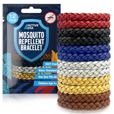 Abbildung von Active Era Mückenschutz Armband (12 Stk), Mückenabwehr Outdoor, Camping Mückenarmband für Kinder &amp; Erwachsene Natürlicher Anti Mücken Schutz, Wasserfest, 10 Tage 100% DEET frei Modern