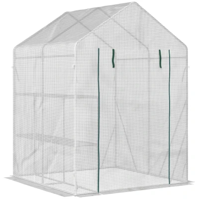 Abbildung von Foliengewächshaus begehbares Gewächshaus mit 4 Regalebenen Tomatengewächshaus Treibhaus Frühbeet