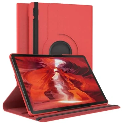 Abbildung von EAZY Case Tablet Hülle für Samsung Galaxy Tab S9 Schutzhülle 11 Zoll Smart Cover Rotationcase zum Aufstellen Klapphülle 360 drehbar mit Standfunktion Tasche Kunstleder Rot