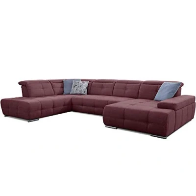 Abbildung von Cavadore Wohnlandschaft Mistrel mit Bettfunktion / Schlafsofa leichter Fleckentfernung dank Soft Clean Geeignet für Haushalte Kindern, Haustieren /343 x 77 228 rot