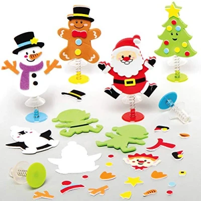 Abbildung von Baker Ross AX488 Weihnachts Bastelsets für Kinder mit springenden Figuren, 8 Stück, Festliches Basteln Kinder, Aktivitätspakete und Weihnachtsfeier, Gefälligkeiten
