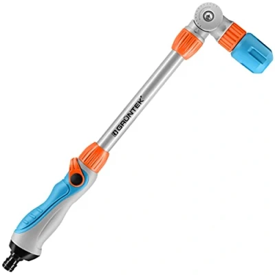 Abbildung von GRÜNTEK Gießstab Wasserlanze Reinigungs Stab Gartenbrause für Gartenbewässerung, KFZ und Fahrradreinigung, starke Sprühlanze, stufenlose Daumensteuerung, Metall Handbrause schwenkbar