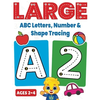Abbildung von Large ABC Letters, Number &amp; Shape Tracing: Jumbo Tracing Book for Toddlers Preschoolers Big Letters (A Z), Numbers (1 10), Shapes Fun to Color Kids Ages 2 4