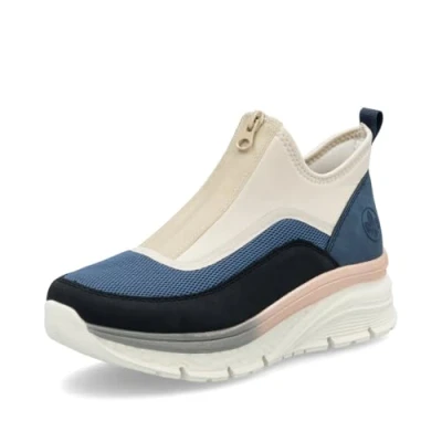 Abbildung von Rieker Sneaker Slipper, Damen, Größe: 37, Blau kombi Schuhe