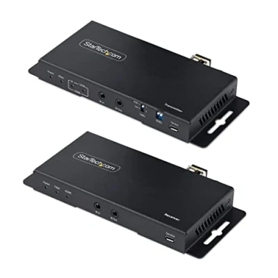Abbildung von StarTech.com 4K HDMI Glasfaser Extender Kit, 60Hz bis 1km (SM)/300m (MM) LC LWL, HDR, HDCP, Audio/RS232/IR Extender, LWL Verlängerung/Konverter, Receiver/Transmitter (ST121HD20FXA2)