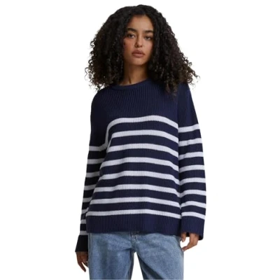 Abbildung von Urban Classics Striped Strickpullover, Damen, Größe: XXL, Navy white