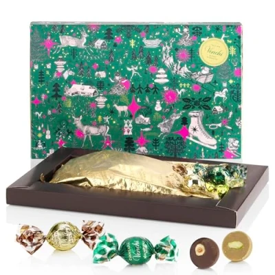 Abbildung von Venchi Weihnachtskollektion Geschenkbox Mit verschiedenen Perlen Pralinen, 230 g ganzen Haselnüssen und Pistazien Geschenkidee Glutenfrei