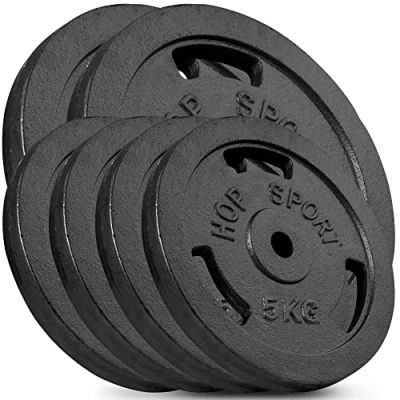 Abbildung von Hop Sport 40 kg Gusseisen Hantelscheiben 30mm Guss Gewichte Hantel Sets zur Auswahl: 4x10kg / 2x20kg 4x5kg+2x10kg 30/31 mm Bohrung (4x5kg+2x10kg)
