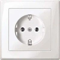 Abbildung von Schneider Electric Merten MEG2301 1419 SCHUKO Steckdose mit voller Abdeckplatte, Steckklemmen, Schutzkontaktsteckdose, polarweiß glänzend, M SMART