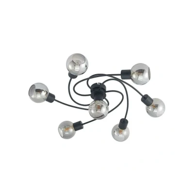 Abbildung von Lindby Deckenleuchte Ciala, 7 flammig, schwarz, smoke, Glas