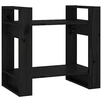 Abbildung von SDWEHO7 Bücherregal Standregal freistehendes Büroregal Aktenregal Aufbewahrungsregal Raumteiler Lagerregal für Wohnzimmer, Schwarz 60x35x57 cm Massivholz Kiefer