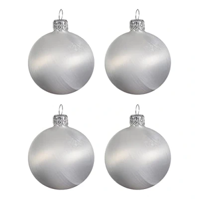 Abbildung von 4 Glas Weihnachtskugeln matt 10 cm Eislack KSD Decoris