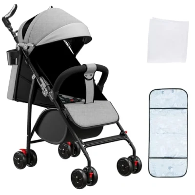 Abbildung von OHMG Baby Kinderwagen,Kids Kinderwagen,04 Jahre,022 kg,Kompakter Buggy,3 Liegepositionen,Flache Liegeposition,Klein zusammenklappbar,mit Schultergurt,5 Punkt Gurtsystem,Korb,Fußbremse