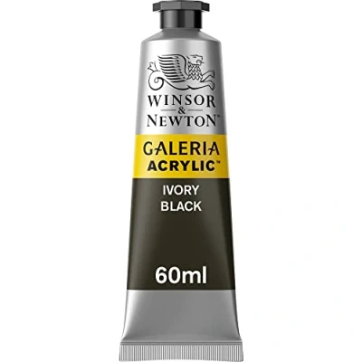 Abbildung von Winsor &amp; Newton 2120331 Galeria Acrylfarbe, hohe Pigmentierung, lichtecht, buttrige Konsistenz, 60 ml Tube Elfenbeinschwarz