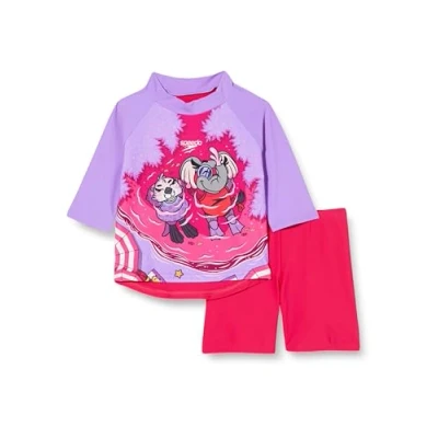 Abbildung von Speedo Mädchen Learn to Swim Sun Protection Hemd und Shorts, Rosa/Giallo, 6 Jahre