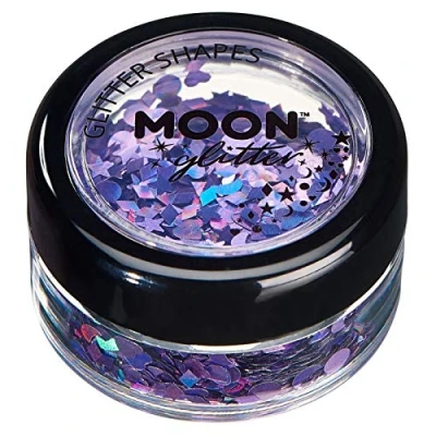 Abbildung von Holographische Glitzer Formen von Moon Glitter 100% kosmetische für Gesicht, Körper, Nägel, Haare und Lippen 3g Violett