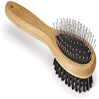 Abbildung von Mikki 6280014 Bambus Kombibürste Für glattes kurzes und mittellanges Fell, Hunde Katzen, Hergestellt aus nachhaltigem BambusFür die Pflege von struppigem Klein, S, 69 g