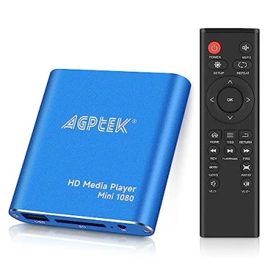 Abbildung von AGPTEK Mini 1080P Full HD Digital Mediaplayer Medienspieler mit Fernbedienung für MP3, WMA, OGG, AAC, FLAC, APE, AC3, DTS, ATRA