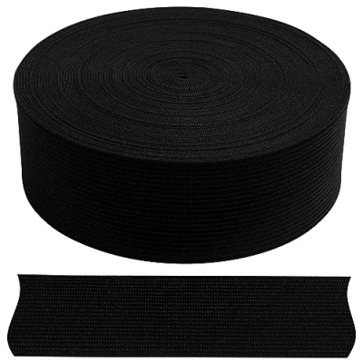 Abbildung von AERZETIX C67541 Flaches geflochtenes Gummiband 10 Meter Breite 35 mm Polyester + Latex Farbe schwarz