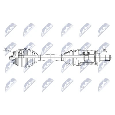 Abbildung von NTY NPW BM 251 Antriebswelle Vorderachse links 604mm Automatikgetriebe BMW: X5