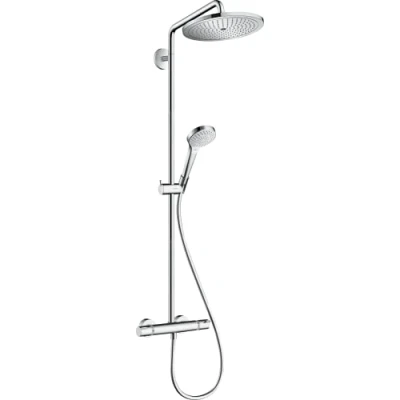Abbildung von hansgrohe Kopfbrause &quot;Croma Select S&quot;, (Handbrause, Kopfbrause, Thermostat, Handbrausehalterung, Brausestange), 28cm, 1 Strahlart mit chrom