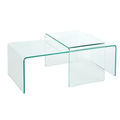 Abbildung von riess ambiente Couchtisch FANTOME 100cm transparent (Set, 2 St), Wohnzimmer · Glas eckig Modern Design